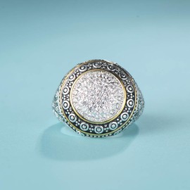 UNY Ring Twisted Cable Wire Designer Inspired Fashion Brand David Vintage RoundPave CZ Antique Women Jewelry Gift (Black, 6)