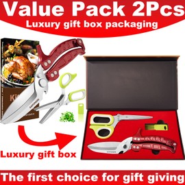 Heavy Duty Poultry Shears Herb Vegetable Salad Scissors 2pcs set,Kitchen Shears for food Heavy Duty,Kitchen Scissors All Purpose,Chicken,Meat,Herb Salad Scissors for Chicken Turkey,Dishwasher Safe