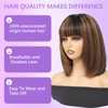 Bob Wig With Bangs Human Hair 1B/30 Highlight Wig Human