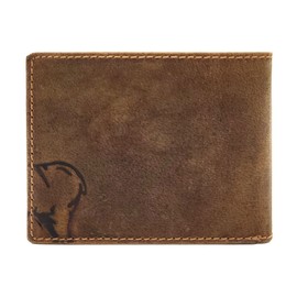 Lemasi Genuine Leather Wallet for Men, Natural Hunter Leather with RFID NFC Protection Deer, Brown Landscape, coin purse