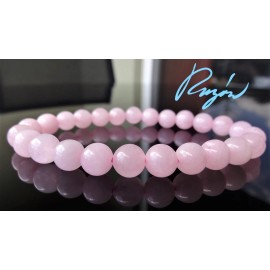 RAYON Rose Quartz bead bracelet MEN Stretch 8mm Round 8 inch