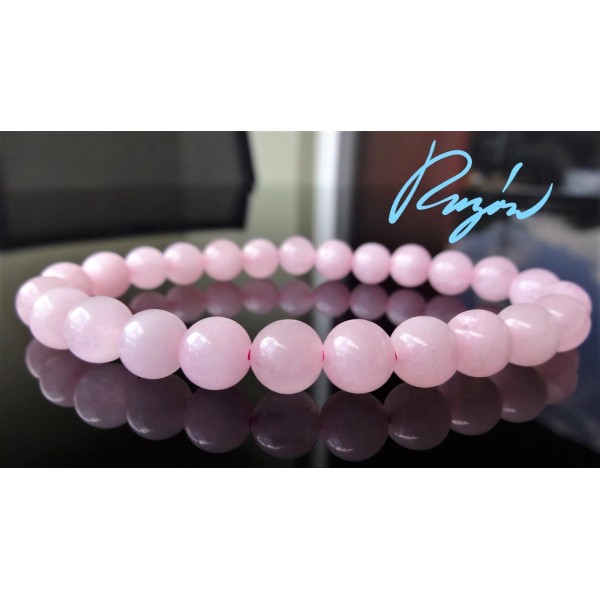 RAYON Rose Quartz bead bracelet MEN Stretch 8mm Round 8