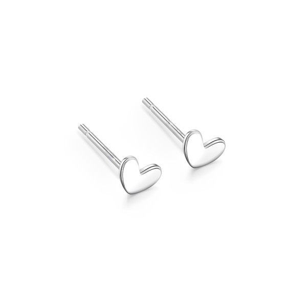 Silver Tiny Mini Earrings, Hypoallergenic Minimalist Small Heart Studs, Cute