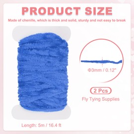 PATIKIL Chenille Fly Tying Total 10 M, 2 Pack Rayon Chenille Fly Tying Materials Line Fly Thread Supplies for Making Fishing Hook Jig Making Fly Patterns Fly Fishing, Blue
