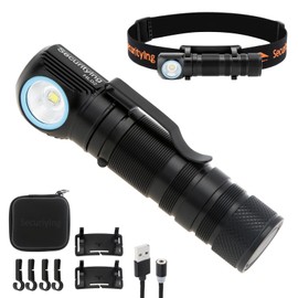 SecurityIng Rechargeable LED Headlamp, 1130 Lumen Super Bright with 9 Modes, Waterproof, Portable, Durable, Magnetic Charging, Right Angle Flashlight for Outdoor Activities