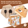 60 Pcs Wood Push Pins Decorative Thumb Tacks with 200Pcs
