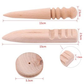 Akozon Wood Leather Burnisher, Edge Polisher Leather Wooden Edge Slicker Multi-Size Burnisher Leather Craft DIY Hand Tool for Leather Crafts (3 in 1 Set)
