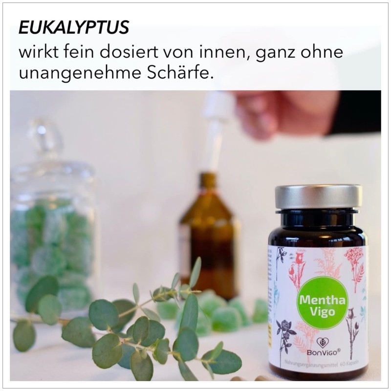 BonVigo® MenthaVigo Lungwort & Eucalyptus, 300 Capsules, 11 Plant Extracts,