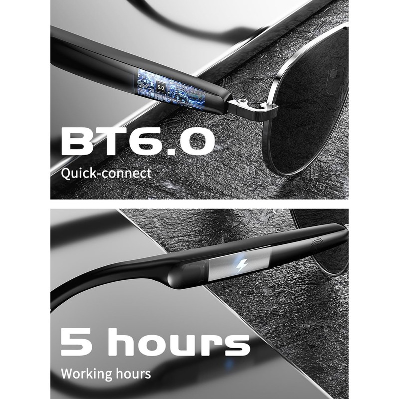 VEN-DENS Smart Bluetooth Music Sunglasses with Built-in Speakers & Mic,