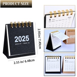 2Packs Mini Desk Calendar 2024-2025, Small Standing Flip Desk Calendar 2025, July 2024 until Dec 2025 Monthly Desktop Calendar for Daily Schedule School Office Supplies