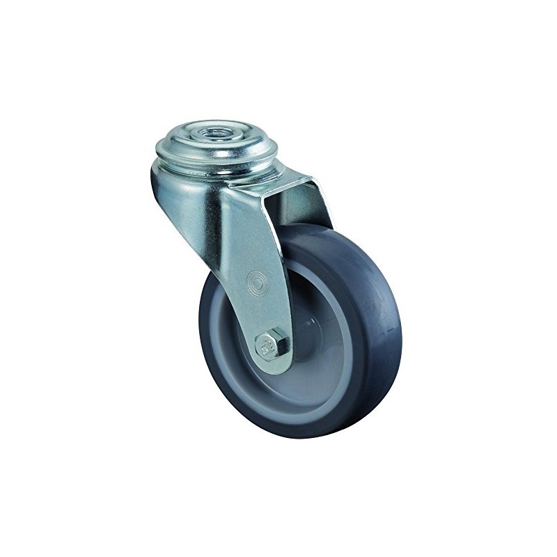 BS Wheels Swivel Castor Grey Rubber Wheel Bearing, BOLT HOLE