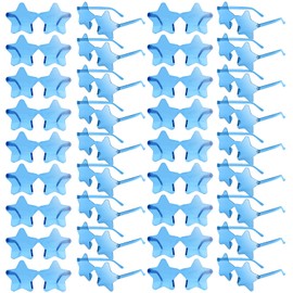 NACHLYNN Rimless Star Shaped Sunglasses Pentagram Glasses Transparent Sunglasses Valentine Day Party Favor (36, Light Blue)
