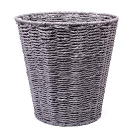 woodluv Round Waste Paper Basket Bin - Rubbish Bin for Bedroom, Bathroom, Offices or Home - Grey