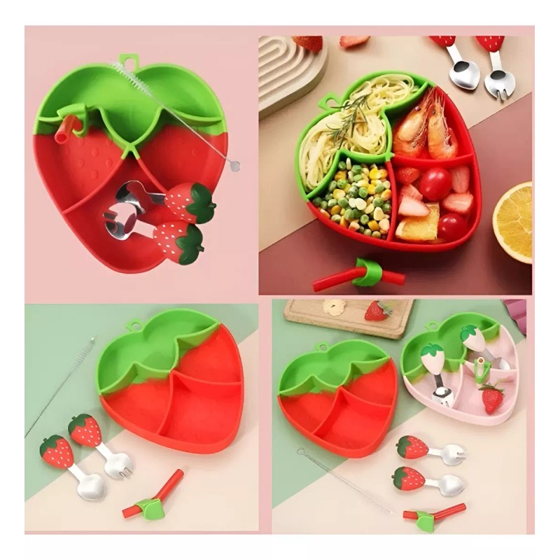 Ruliswong Kit Para Comida Bebe Silicona Cubiertos Set 5pcs