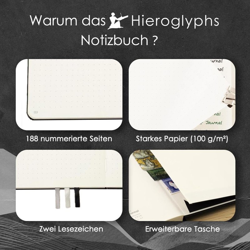 Hieroglyphs Bullet Journal - Dotted Notebook A5 - with System