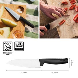 Fiskars Hard Edge Medium 6.8" Chef Knife - Japanese Stainless Steel Blade Stays Sharp for Everyday Use - Non-Slip Handle for Effortless Cutting - Dishwasher Safe