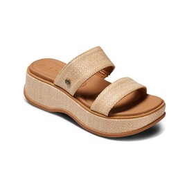 Reef Women's Lofty Lux Hi Slide Sandal, Tan Raffia, 9