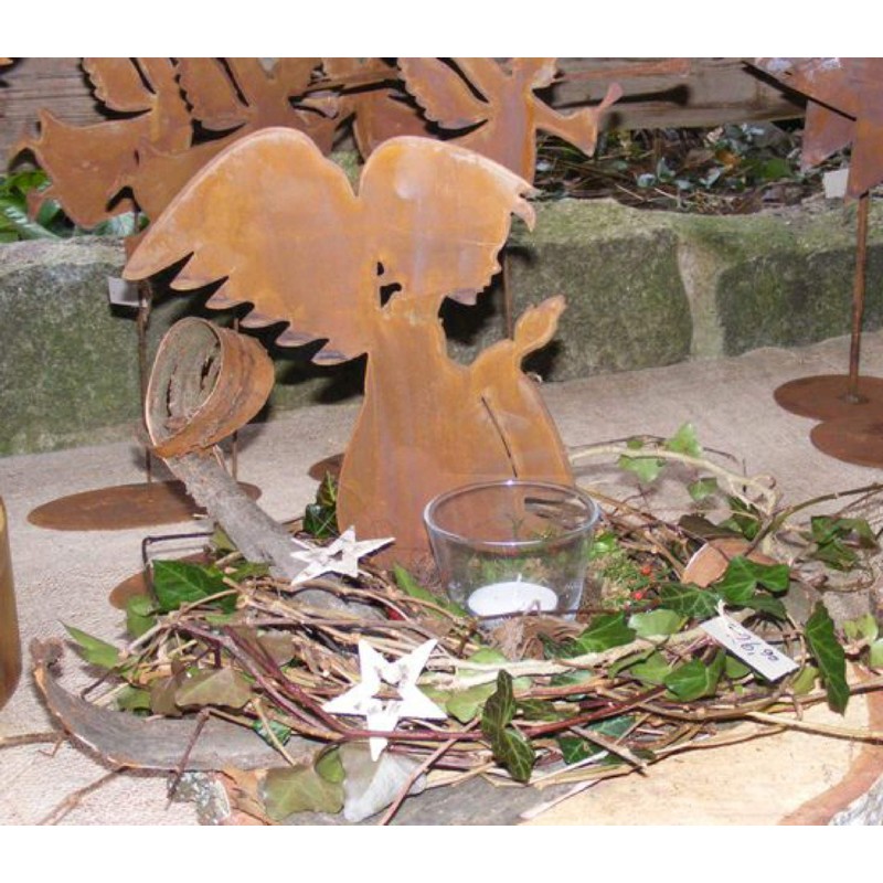 Rostikal Praying Rust Decorative Angel 30 cm Metal Decorative Figure