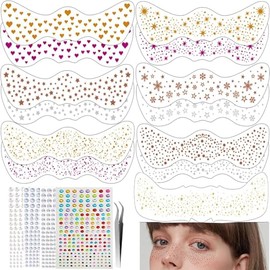 WADY Glitter Freckles, 15 Pcs Styles Glitter Freckles Face Tattoo, Makeup Patches Glitter Freckles, Glow Up Makeup Patch, Face Sparkle Freckles Patches, Cosmetic Glitter Stickers for Women