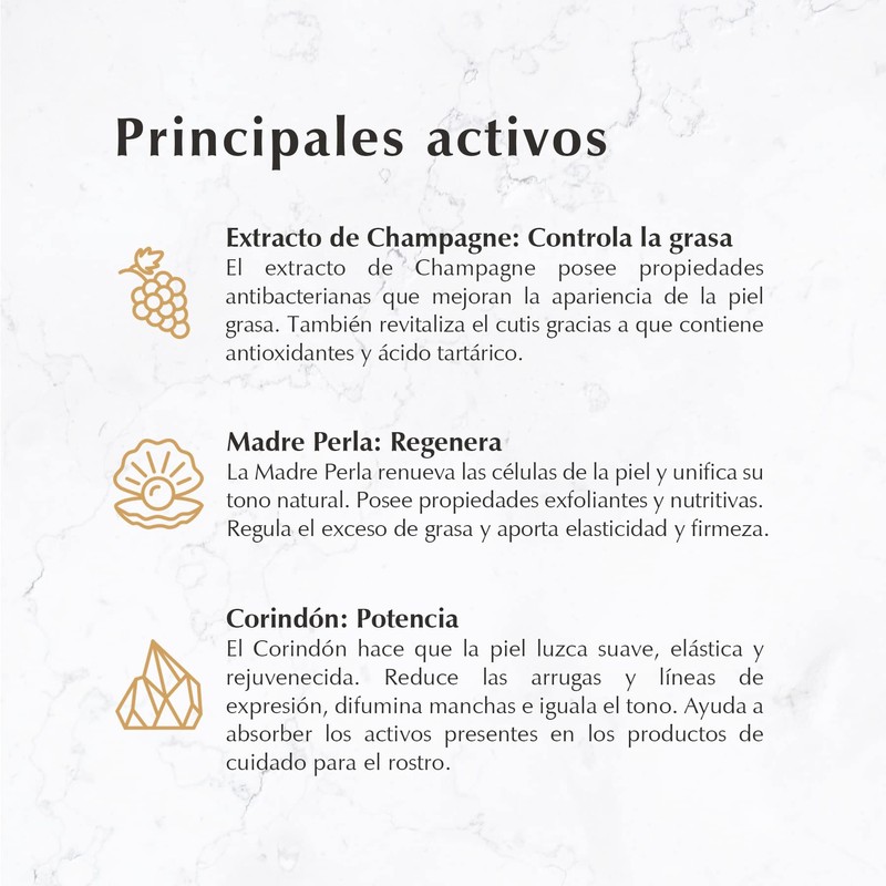 Exfoliante Facial Champagne Marie d'Argan, Antimanchas, Antiedad, Controla Grasa, Antiacné,