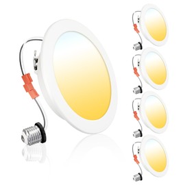Ensenior 4 Inch LED Can Lights 4 Pack, Dimmable Retrofit Led Recessed Lighting, 5CCT Adjustable Color Temperature (2700K-5000K), 7W=77W 700LM, IC & Damp Rated, FCC
