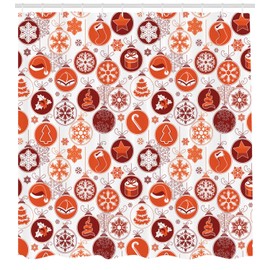 (180cm Long) - Ambesonne Christmas Shower Curtain, Cloth Fabric Bathroom Decor Set with Hooks, Celebration Carols Winter, 180cm Long