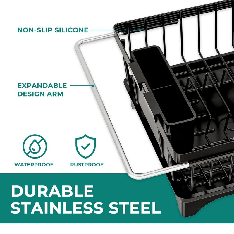 HANLE Small Dish Drying Rack in Sink, Expandable Stainless Steel