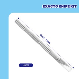 Waltool 10Pcs Silver Exacto Knife Bulk Set, Stainless Steel Precision Hobby Knifes with Non-slip Handle and Protective Covers for Pumpkin Carving Scrapbooking, Model Buliding, Trimming, Cutting