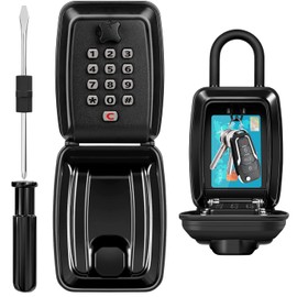 HUANLANG Key Lock Box for Outside, 12-Digit Combination Lock Box Waterproof Lockbox with Code,Key Hider Safe for Home Garage Office