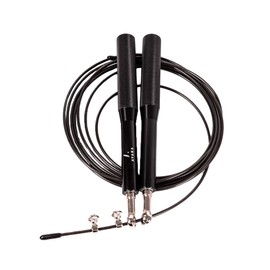 AYARA Cuerda para Saltar Premium 3 Metros de Longitud Ajustable, Cable de Acero, Mangos de Aluminio Ligero, Crossfit, Fitness, Cardio, Gimnasio, Ejercicio en Casa, Color Negro.