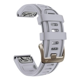 PCAVO 20mm Watch Band for Garmin fenix 5s 6s 7s pro solar Quick Fit 20 silicone bands replacements with light Soft gold buckle for garmin epix pro gen 2 42mm Descent Mk2s/3/3i Short Women Powder Gray