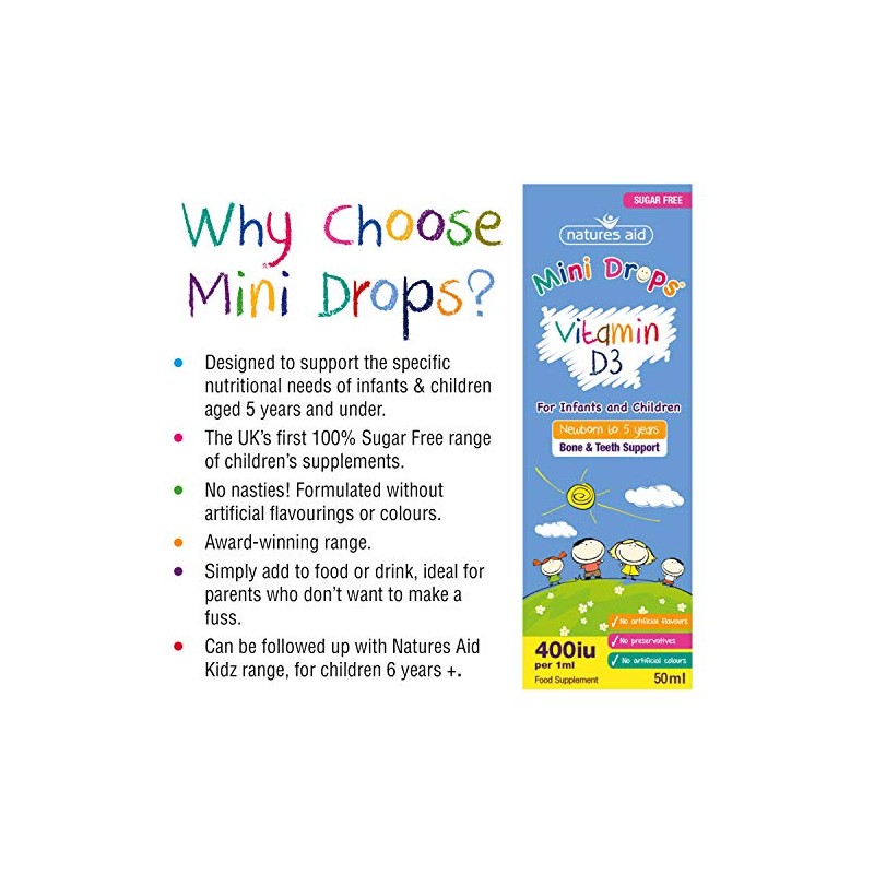 Natures Aid Vitamin D3 Mini Drops for Infants and Children,