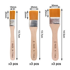 Set of 9 Small Brushes, Paint Brushes, Small Paint Brush, Glaze Brush, Flat Brush, Paint Brush Set, Paint Brush, for Painting, DIY, Dusting, Varnishes (15/25/30 mm)