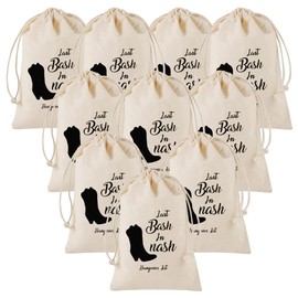 gobyhumm 10pcs 4 * 6" Drawstring Bachelorette Hangover Recovery Kit Reusable Empty Wedding Party Gift Bag Holiday Closure 100% Natural Cotton Muslin Bag (Last Bash Hi nash)