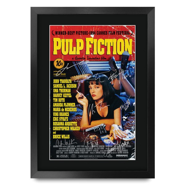 HWC Trading FR A3 Pulp Fiction Bruce Willis Cadeaux imprimés affiche photo autographe signée pour les fans de cinéma - A3 Encadré