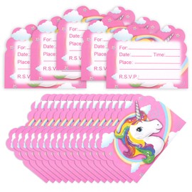 OFFCUP Kids Party Invitations, 20pcs Birthday Party Invitations, Party Invitations Invites Party Invitations Cards Birthday Cards for Children Boys Girls Birthday Party Celebrations (Unicorn)