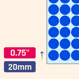 2000 Pieces, 20mm - Blue Dot Stickers, Sticky Dots Round Circle Spot Labels