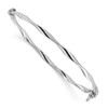Solid 925 Sterling Silver Twisted Hinged Bangle Cuff Bracelet 7"