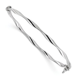 Solid 925 Sterling Silver Twisted Hinged Bangle Cuff Bracelet 7" (Width = 2mm)