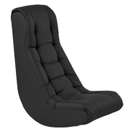 Factory Direct Partners Soft Tufted Floor Rocker - Cushioned Ground Chair for Kids Teens and Adults - Great for Reading, Gaming, Meditating, TV - Black, 10488-BK