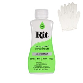 Rit Dye – Liquid Fabric Dye for Crafting, Clothing, and Décor – 8 oz. Bottle – Neon Green (Gloves Included)