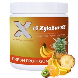 XyloBurst Gum | Xylitol Chewing Gum | Sugar Free, Gluten Free, Keto Friendly | Aspartame Free Gum For Oral Health | Fruit | 100-Count Jar