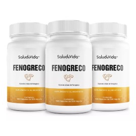 Salud&Vida MX Fenogreco 1500mg Por Porción (3 Cápsulas al día) - 300 Cápsulas - 100% Natural - S&V