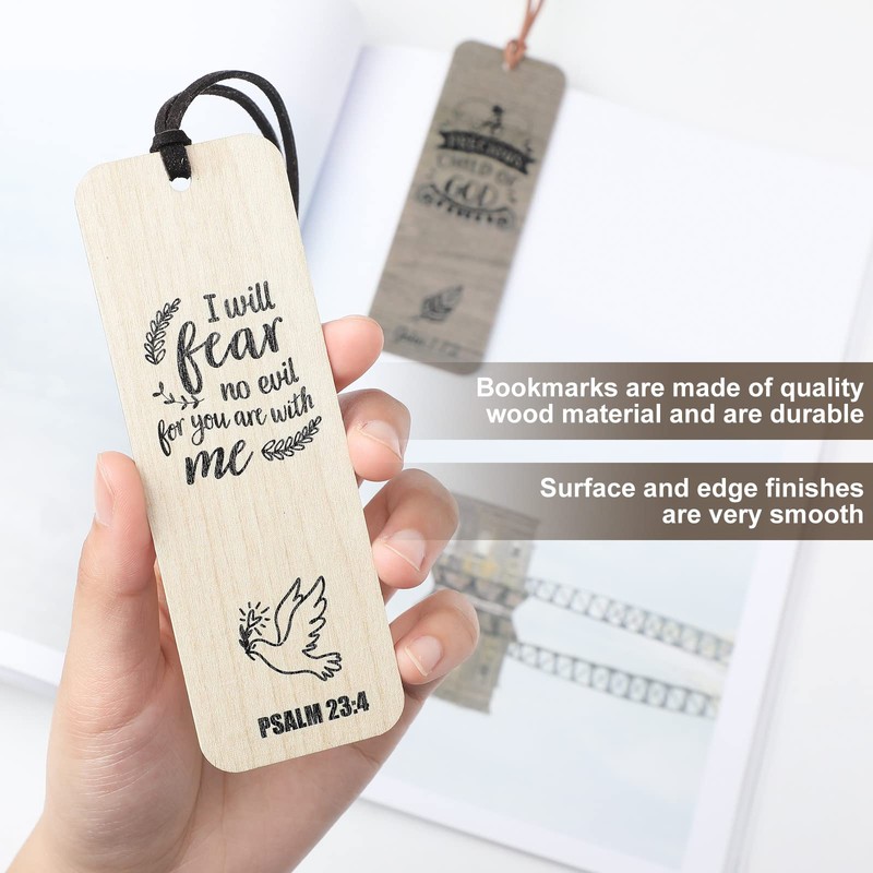 Chunful 20 Pieces Christmas Bible Verse Bookmarks Wooden Christian Religious