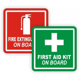 Unbranded/Generic 4" Fire Extinguisher / First Aid Kit on Board Vinyl Decals / Stickers Labels