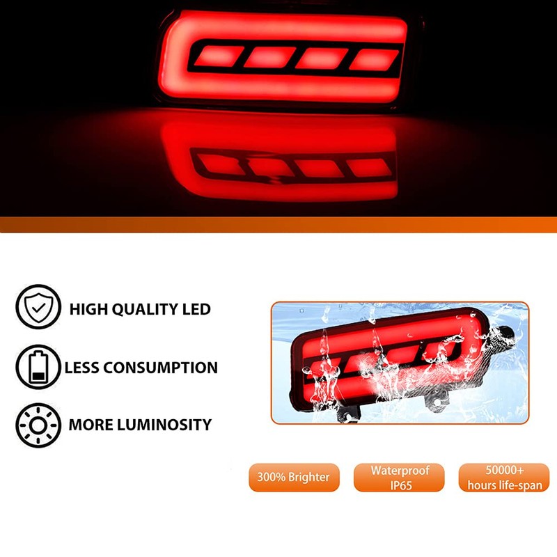 ADIIL Red LED Lens Bumper Reflector Tail Brake Lights Sequential