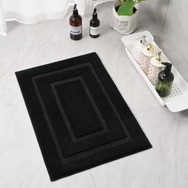 Keeko Bathroom Rugs Small Bath Mat, 17x24 Washable Throw Rugs Black Bathroom Rug Runner Soft Bath Mats for Bathroom Absorbent Dirt-Resistant Non Slip Bath Mat Door Mat Indoor Entrance Bathroom Decor