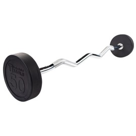 Body-Solid (SBZ50) Rubber Coated Fixed Weights Curl Barbell - Weighted Bar for Weightlifting Exercise, Bodybuilding, Strength Training, Squat Rack & Bench Press, 50lb