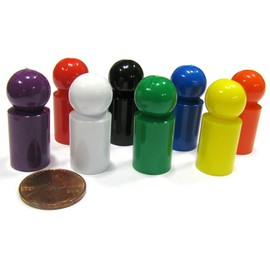Set of 8 Ball Pawns 30mm Peg Pieces for Board Game Play - Assorted Colors by Koplow Games