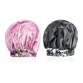 Pack of 2 Printed Headband Night Hat, Satin Night Hat, Soft Night Cap, Portable Sleeping, Suitable for Sleeping, Beauty, Makeup